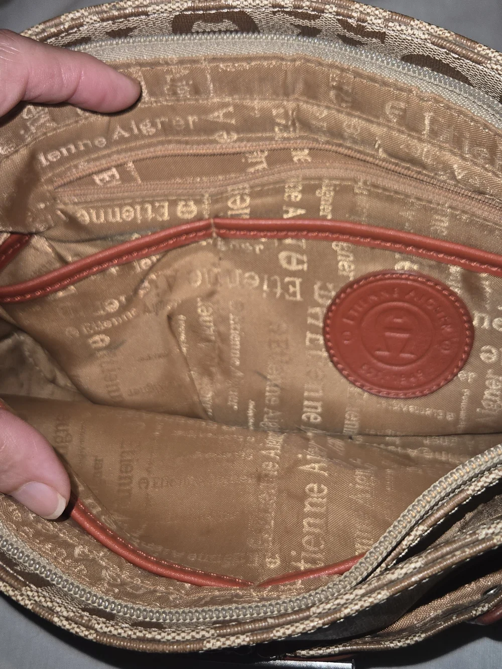 Etienne Aigner Vintage Y2K Monogram Canvas Baguette Shoulder Bag Leather Trim